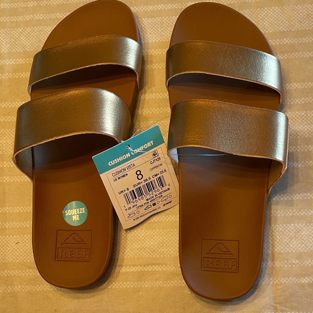 Reef Tan and Copper Slide Sandals